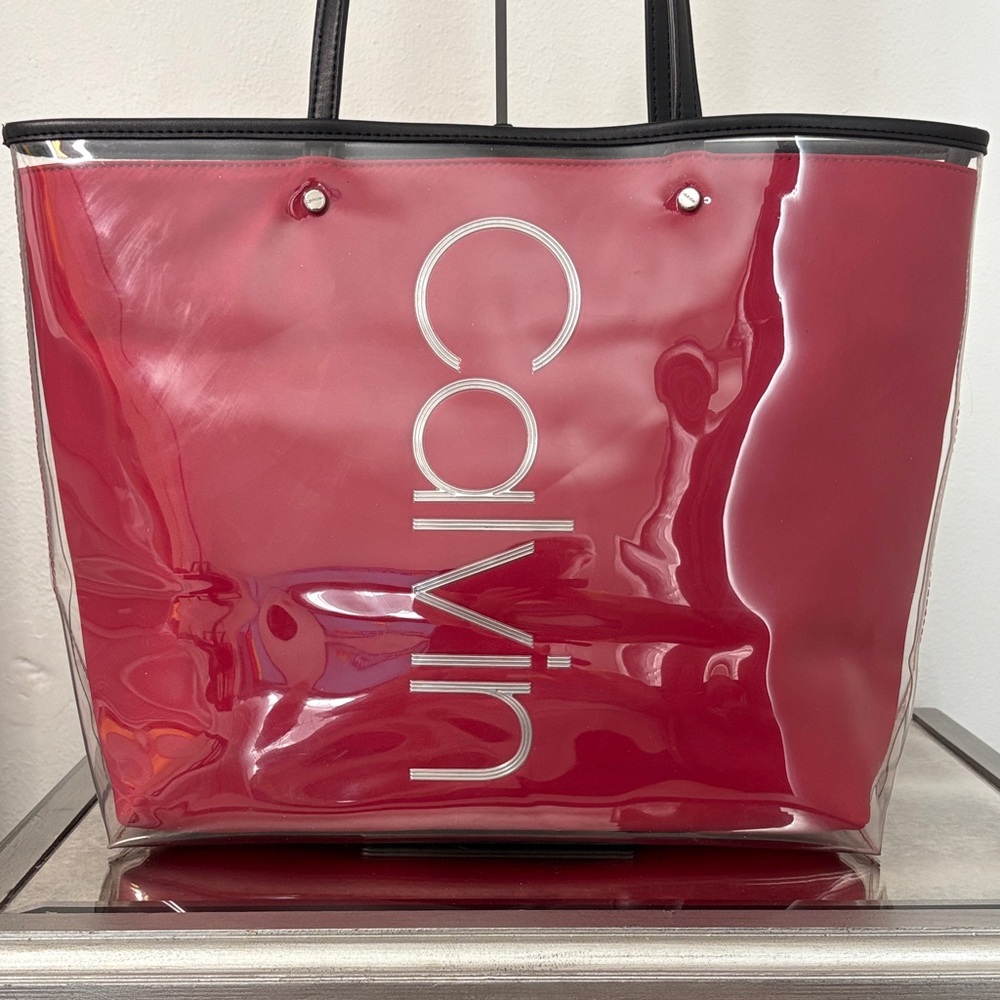 Calvin Klein Mallory Clear Red and Black Tote - Picture 2 of 15